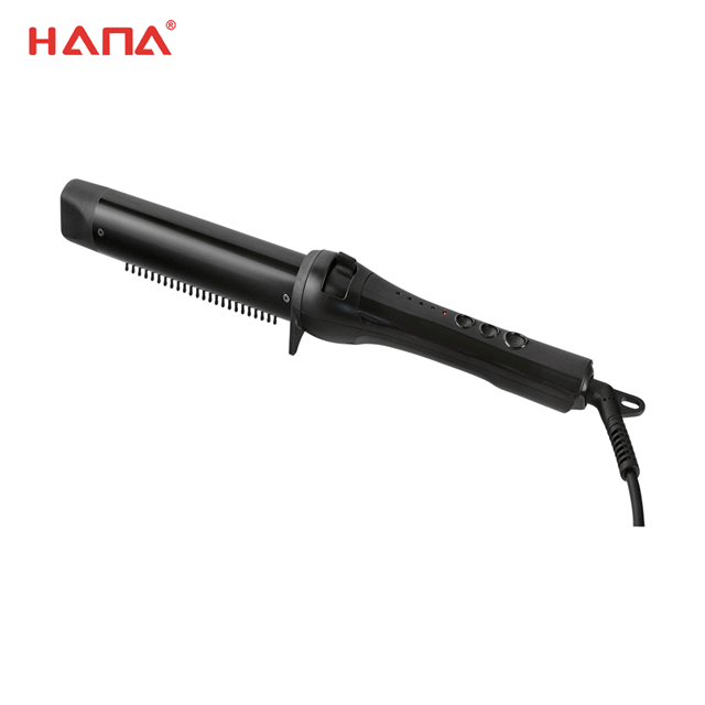 HANA innovative 2 in 1 hair curling iron with retractable bristles hair wand 