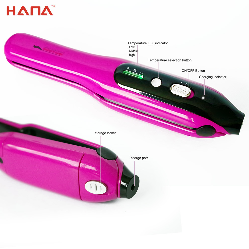 HS744 Customized Travel using Rechargeable cordless curling comb and Hair Straightener 