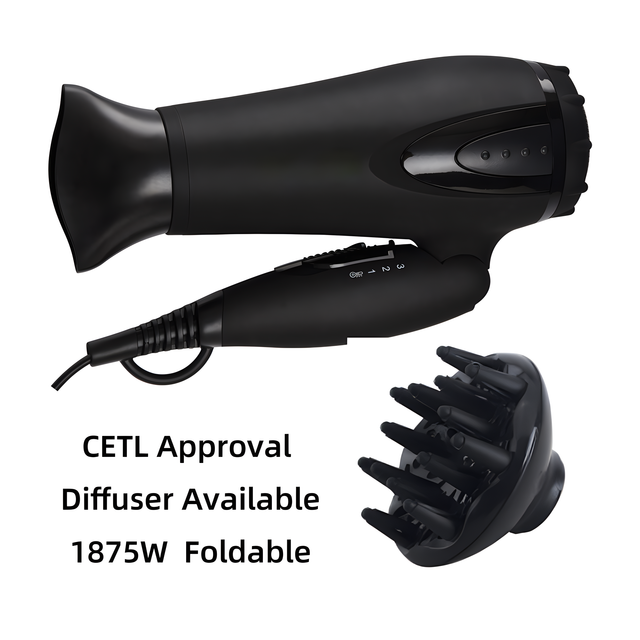 Ionic Function CETL Approval ALCI Plug 1875W Foldable Hair Dryer
