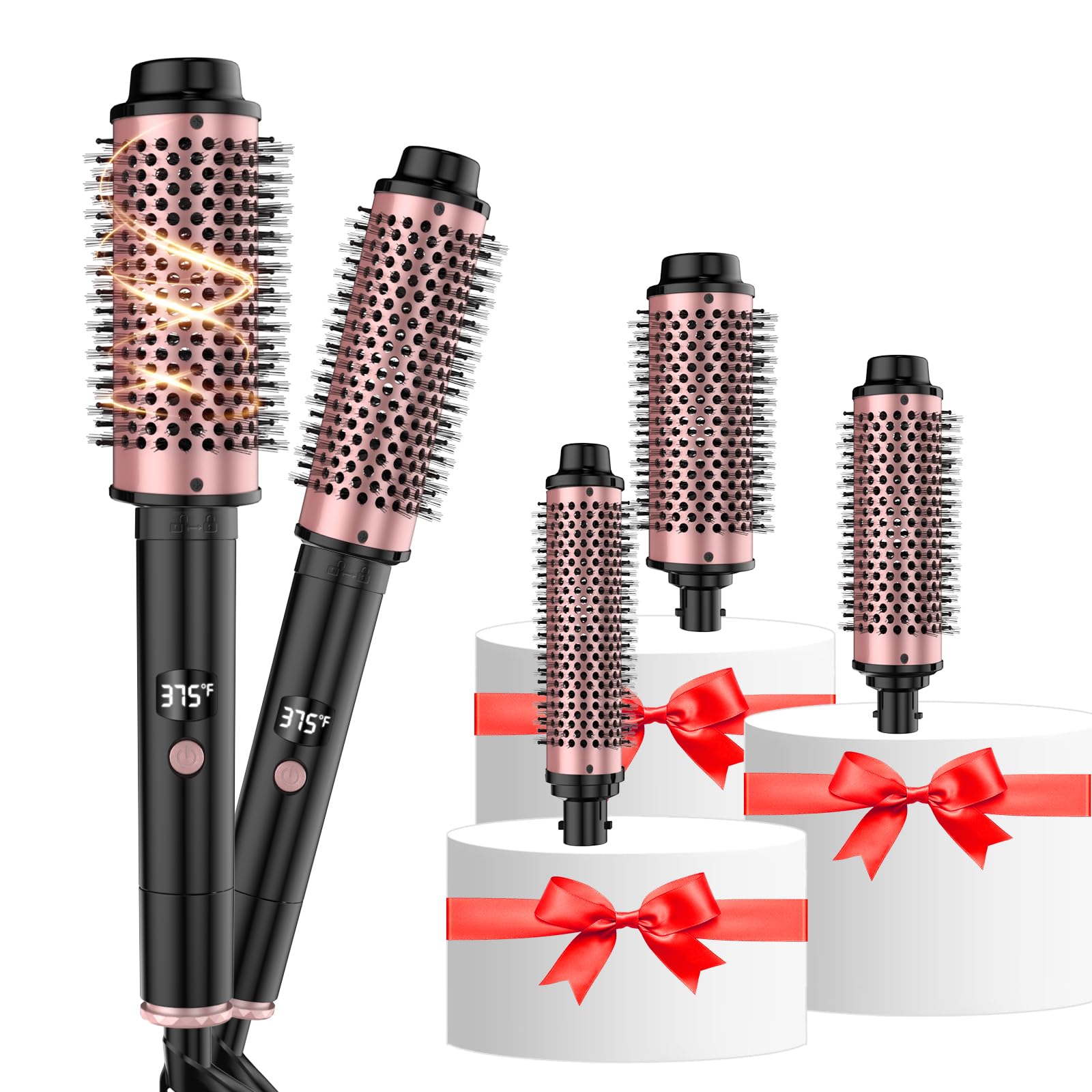 Detachable Power Double PTC 110-210C High Temperature 1.25/1.5/1.75 Inch Detachable Barrel 3 in 1 Thermal Brush