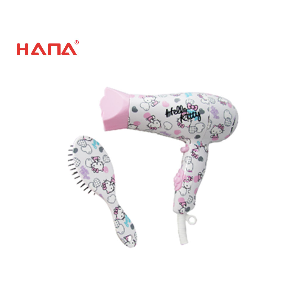 Childish design mini travel hair dryer pink color for girls children 