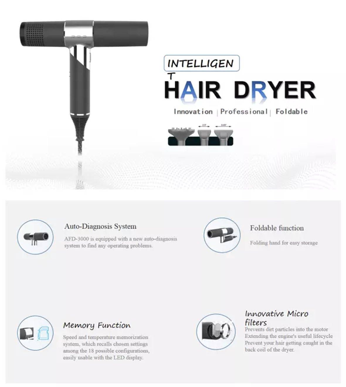 Intelligent lightweight professional hair dryer - Buy professional hair ...