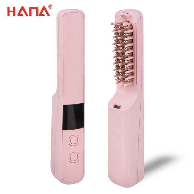 Mini electric USB cordless hair straightener brush, rechargeable hair brush
