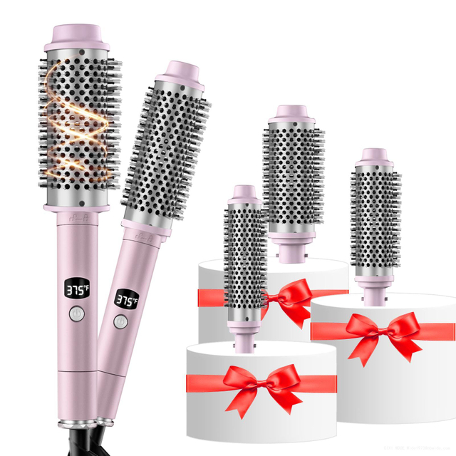 1.25/1.5/1.75 Inch Hair Styling Tools Set 3 in 1 LCD Display Heated Round Thermal Brush