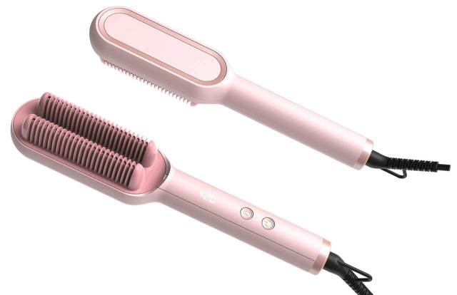 NB WIDE Electric Ceramic Women's Latest Generation Nano Ionic Hair Straightener Brush with Plastic Handle