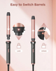 Curling Wand Set with Curling Brush And 4 Interchangeable Ceramic Curling Wand(0.5”-1.25”),Instant Heat Up