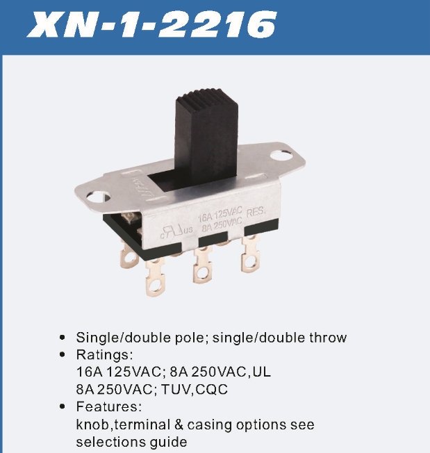RoHS TUV CQC Certified Mini Electrical 3 Position Slide Switch Safety Approved
