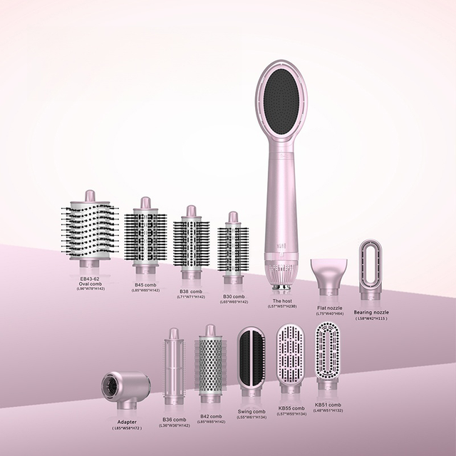 NB WIDE 12 in 1 One-Step DC Motor Ionic Hair Straightener Hot Air Blow Dryer Brush with Blow Feature