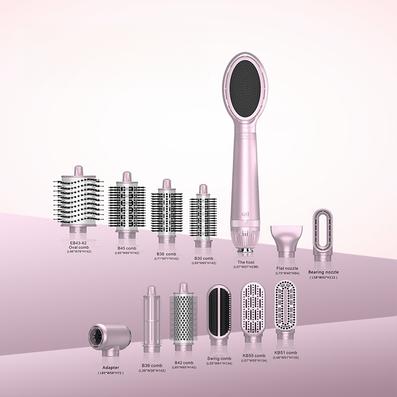 NB WIDE 12 in 1 One-Step DC Motor Ionic Hair Straightener Hot Air Blow Dryer Brush with Blow Feature