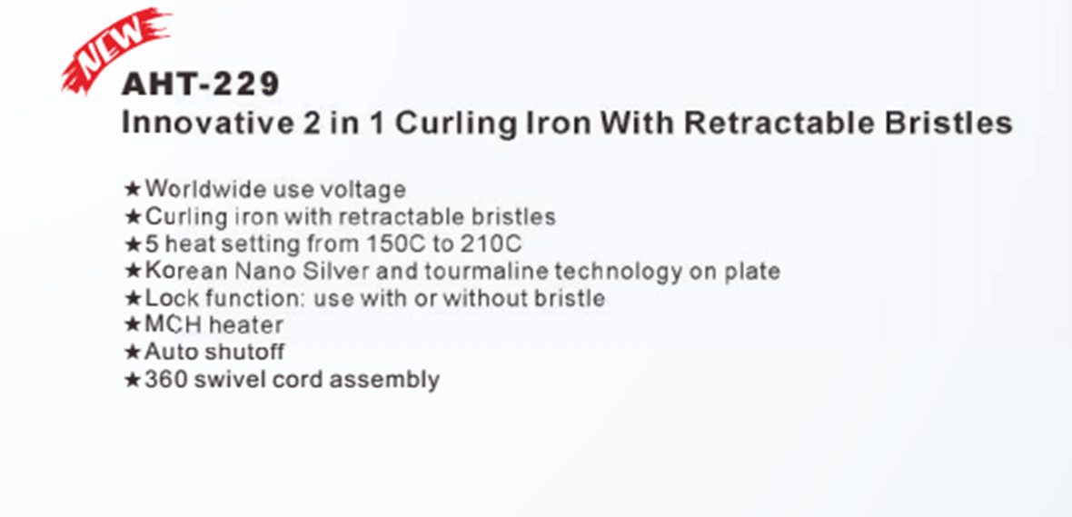 2 in 1 hair curling iron with retractable bristles hair wand 