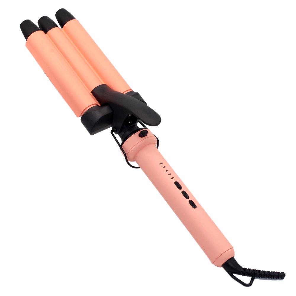 Interchangeable Tourmaline Ceramic 22mm Triple 3 Barrels 210C Temperature Adjustable Hair Curling Iron Wands