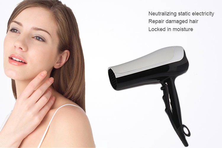 Professional hotel cool and hot shot function hair dryer with hang loop 