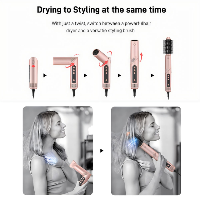 Multi Styler 6 in 1 Auto Wrap Styler Hot Air Brush Hair Air Curler BLDC Hair Dryer
