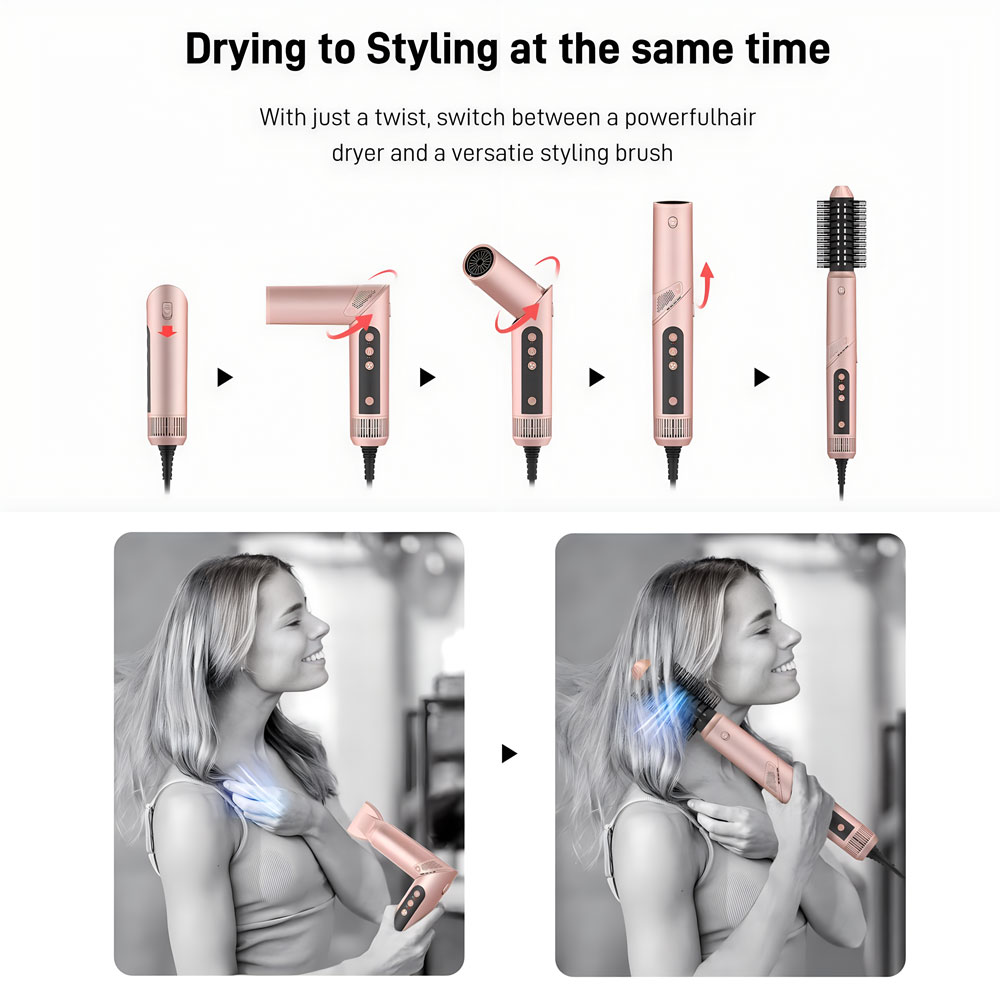 Multi Styler 6 in 1 Auto Wrap Styler Hot Air Brush Hair Air Curler BLDC Hair Dryer